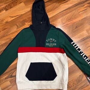 Y2K Tommy Hilfiger Multicolor Quarter-Zip Pullover Hoodie